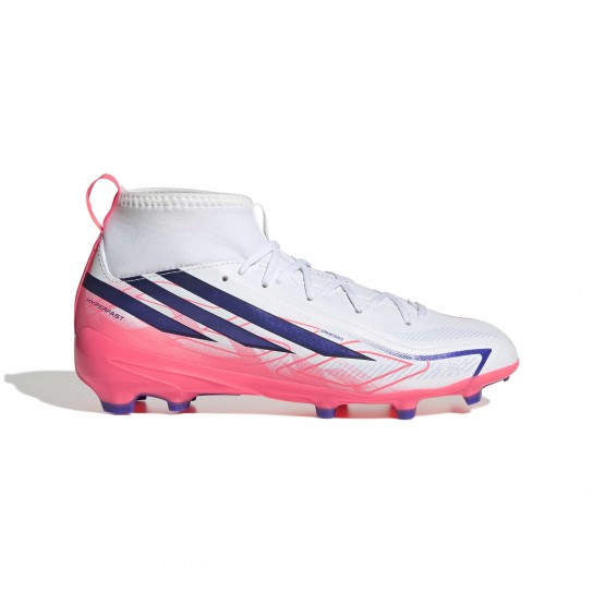 Adidas F50 Hyperfast League Mid FG J - Branco/Roxo/Rosa 